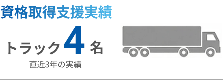 資格取得支援実績 トラック4名 直近3年の実績